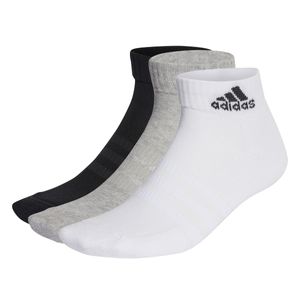 Kit 3 Meias Adidas Cano Médio Sportswear Ankle Cushioned Preto Branco e Cinza