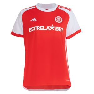 Camisa Adidas Internacional I 2024/2025 Sem Número Vermelha e Branca Feminina