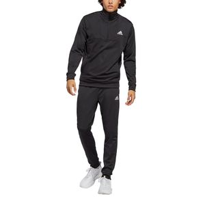 Agasalho Adidas Malha Pequeno Logo Preto e Branco Masculino